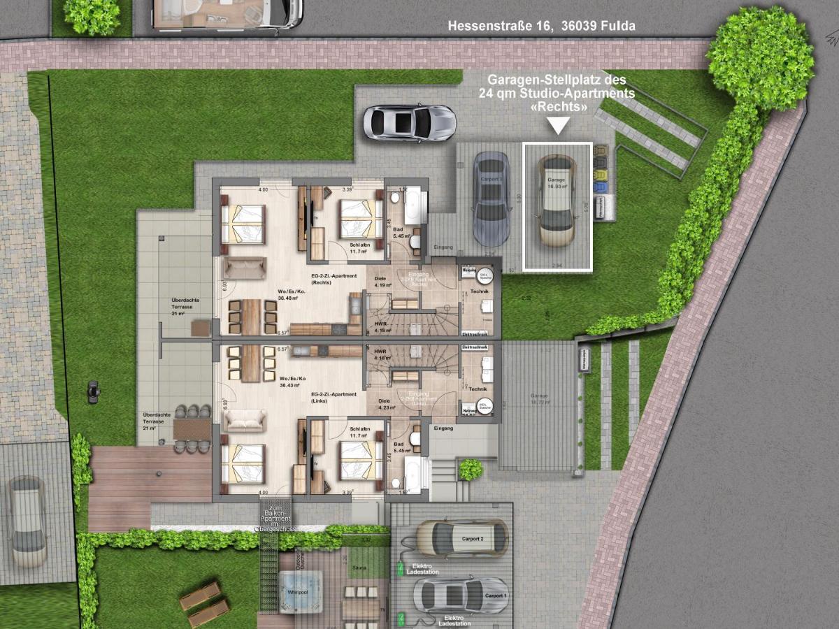 -Neubau- 24 Qm Studio-Apartment Fulda Dış mekan fotoğraf